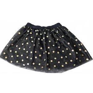 Kate Spade Skirt the Rules Girls Black Sparkly Skirt with Gold Polka Dots 6X